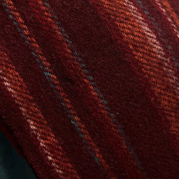 COMME CA ISM Muffler 12'x65' Scarf Fringed Wool Blend Burgundy Striped EUC Read - Picture 6 of 6